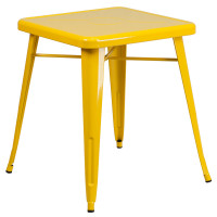 Flash Furniture CH-31330-29-YL-GG Square Metal Table in Yellow